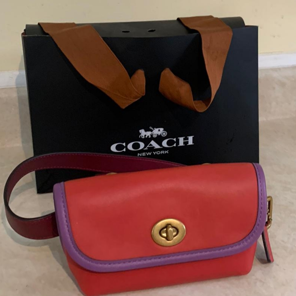 Red Leather Coach Purse Small